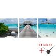 Uhren Wandtattoos - Wandtattoo Ansicht auf einer tropischen Strand - ambiance-sticker.com