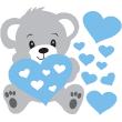 Wandtattoos kinderzimmer - Wandtattoo teddybeer Blau - ambiance-sticker.com