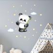 Wandtattoos Namen - Wandtattoo Panda mit seinem Bambus + 70 Sterne - ambiance-sticker.com