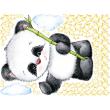 Wandtattoos Namen - Wandtattoo Panda mit seinem Bambus + 70 Sterne - ambiance-sticker.com