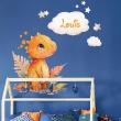 Wandtattoos Namen - Wandtattoo Anpassbare kinderzimmer orangefarbener Baby-Dinosaurier - ambiance-sticker.com