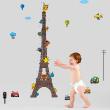 Wandtattoos kinderzimmer - Wandtattoo Eiffel Turm kidmeter mit Flugzeugen und komischen Tieren - ambiance-sticker.com