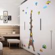 Wandtattoos kinderzimmer - Wandtattoo Eiffel Turm kidmeter mit Flugzeugen und komischen Tieren - ambiance-sticker.com