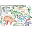Wandtattoos Dinosaurier - Wandtattoos Aquarell-Dinosaurierfamilie - ambiance-sticker.com