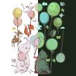 Wandtattoos kinderzimmer - Wandtattoos phosphoreszierend Tiere und Luftballons in der Luft - ambiance-sticker.com