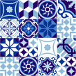 wandtatoos Zementfliesen - 16 wandtattoo Fliesenbelag azulejos Blauton - ambiance-sticker.com