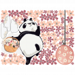 Wandtattoos Namen - Wandtattoo Panda auf einem spaziergang + 90 Blumen - ambiance-sticker.com