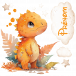 Wandtattoos kinderzimmer - Wandtattoo Anpassbare kinderzimmer orangefarbener Baby-Dinosaurier - ambiance-sticker.com