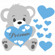 Wandtattoos kinderzimmer - Wandtattoo Anpassbare kinderzimmer blauer Teddybär - ambiance-sticker.com