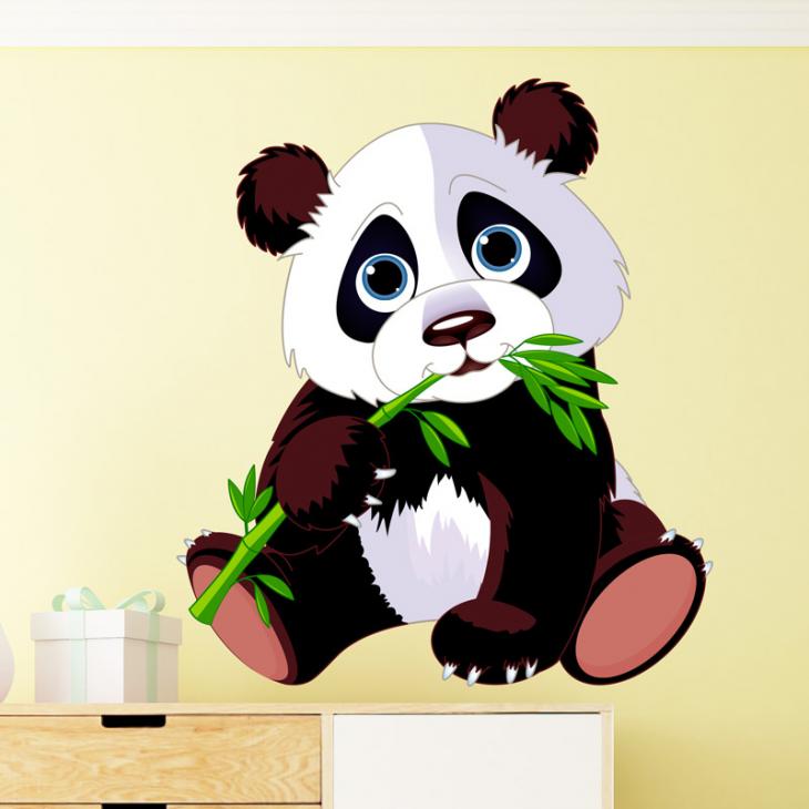 Wandtattoos  - Wandtattoo Panda und Bambus - ambiance-sticker.com