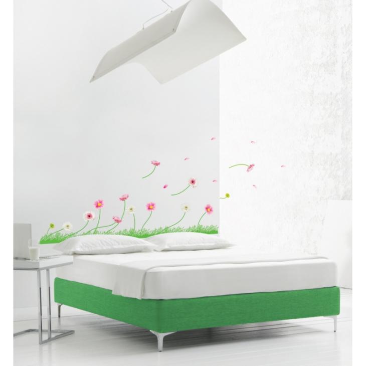 Colored Gerbera and grass decals - ambiance-sticker.com