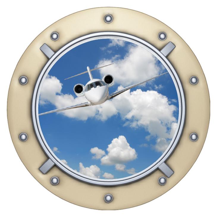 Wandtattoos fliegenden Flugzeug im Bullauge - ambiance-sticker.com