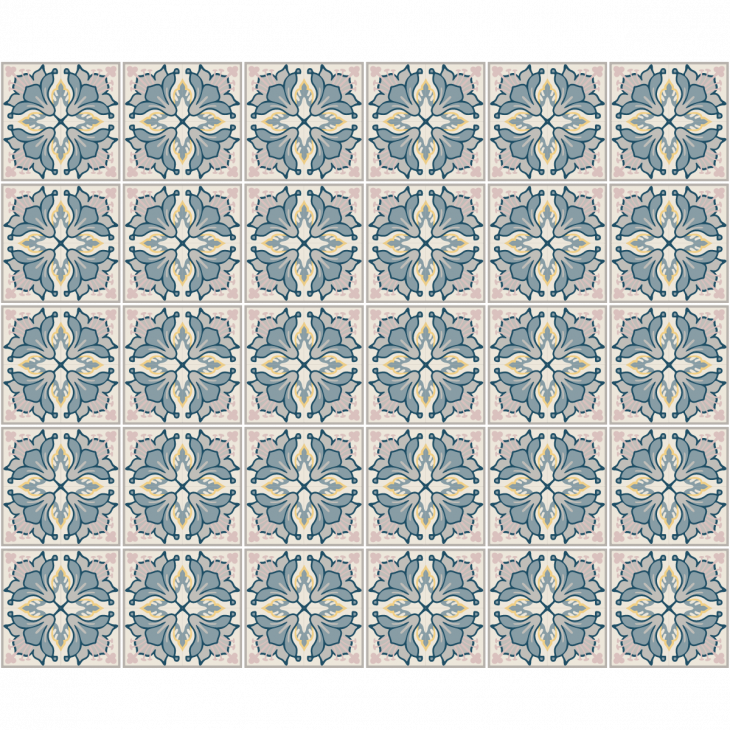 wandtatoos Fliesen - 30 wandtatoos Zementfliesen azulejos Aretha - ambiance-sticker.com