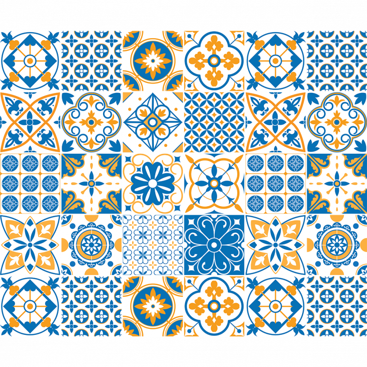 wandtatoos Fliesen - 30 wandtatoos Zementfliesen azulejos pacome - ambiance-sticker.com