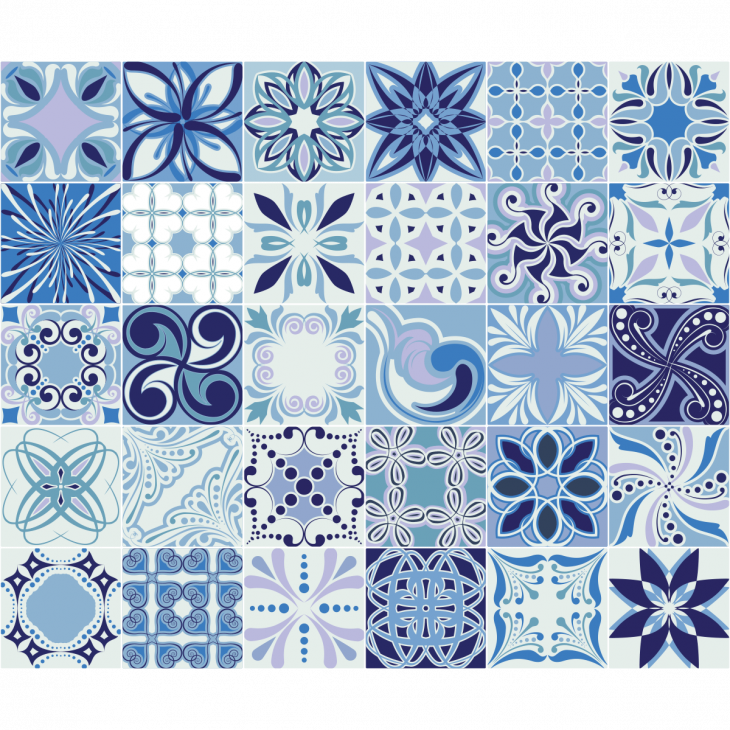 wandtatoos Zementfliesen - 30 wandtattoo Fliesenbelag azulejos Madeira - ambiance-sticker.com