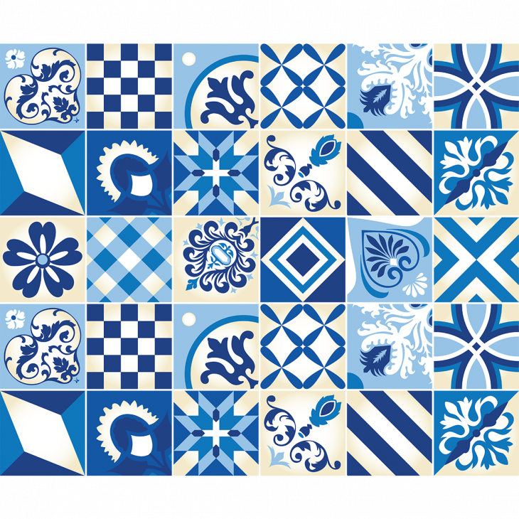 wandtatoos Zementfliesen - 30 wandtattoo Fliesenbelag azulejos pascalinia - ambiance-sticker.com