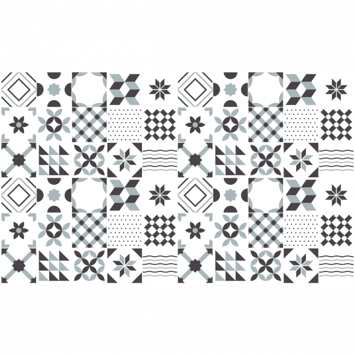 muurstickers cement tegels - 60 wandtattoo Fliesenbelag azulejos geometrisch Grauton - ambiance-sticker.com