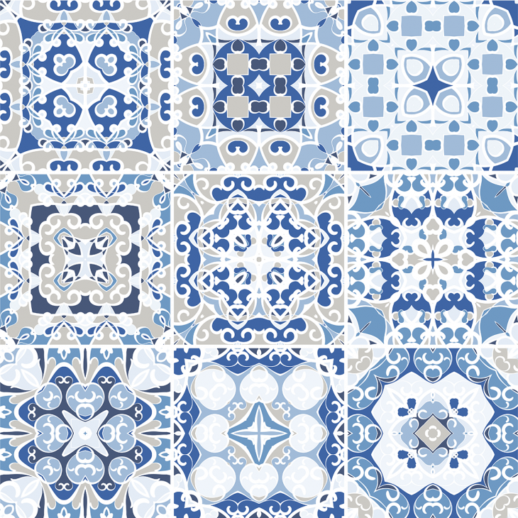 wandtatoos Fliesen - 9 wandtatoos Zementfliesen azulejos renatino - ambiance-sticker.com