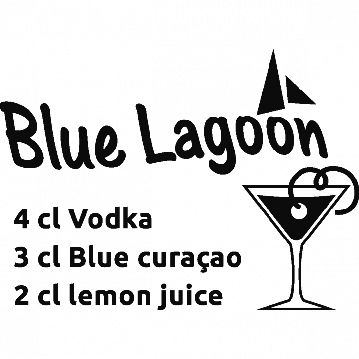 Wandtattoos für küche - Wandtattoo deko Blue lagoon-Cocktail - ambiance-sticker.com