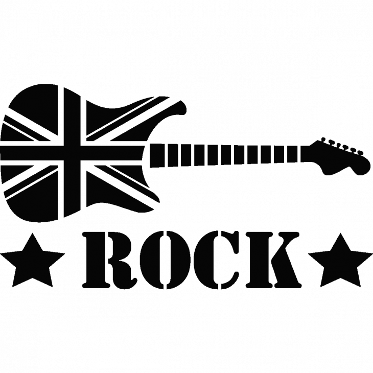 Wandtattoos Land Und Stadt - Wandtattoo Gitarre Rock - Union Jack - ambiance-sticker.com