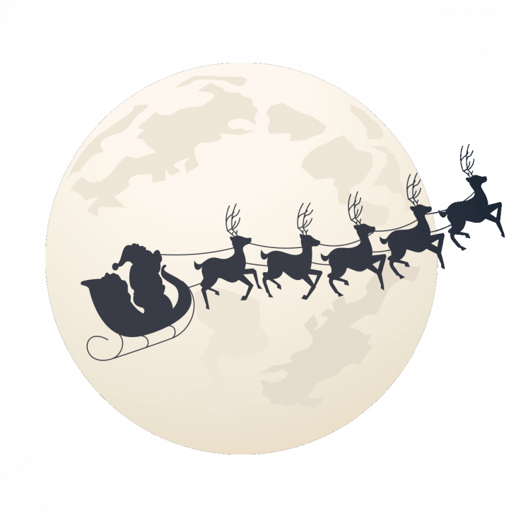 Wandtattoos Weihnachten - Wandtatoos Weihnachten Santa Claus im Mondlicht - ambiance-sticker.com