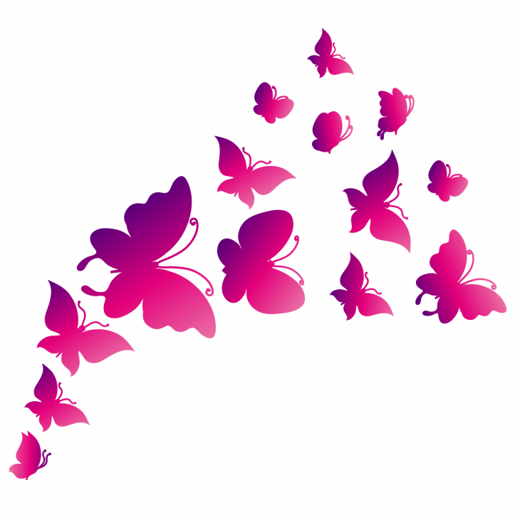 Wandtattoos tiere - Wandtattoo Schmetterlinge abgebaut rosa und lila - ambiance-sticker.com