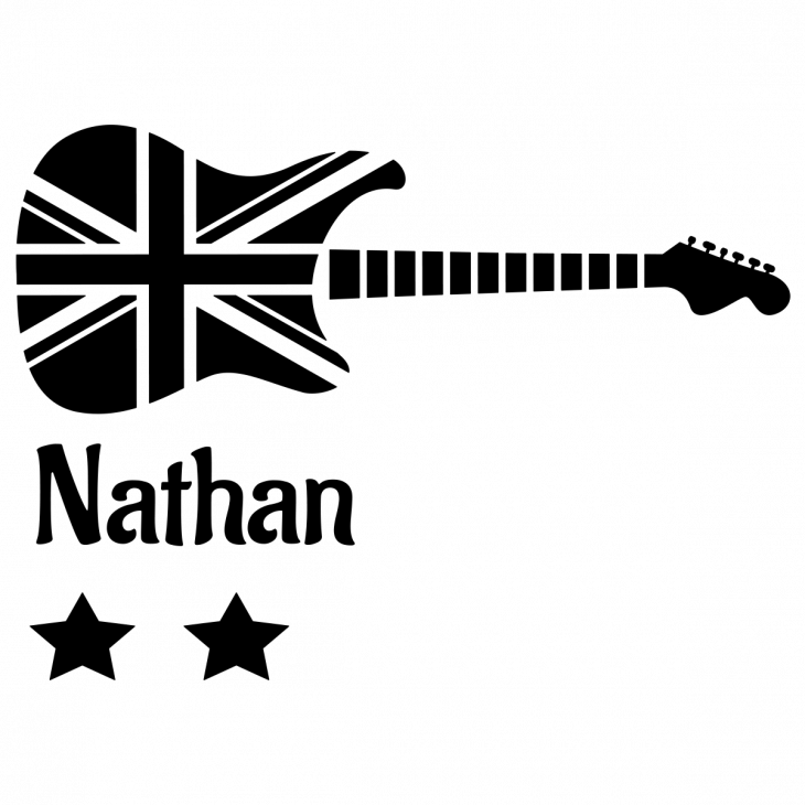 Wandtattoos kinderzimmer - Wandtattoo Anpassbare kinderzimmer Gitarre von England - ambiance-sticker.com