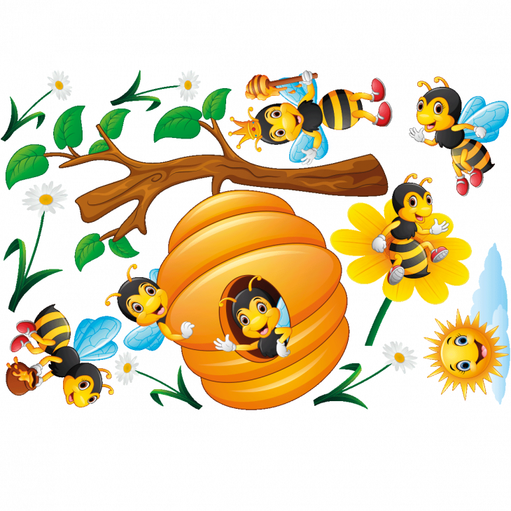 Wandtattoos tiere - Wandtattoo tiere Welt der Bienen - ambiance-sticker.com