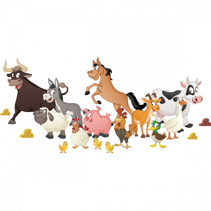 Wandtattoos tiere - Wandtattoo Kindertiere Happy Farm - ambiance-sticker.com
