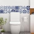 wall decal tiles - 16 wall srickers tiles azulejos Blue floral ornaments - ambiance-sticker.com
