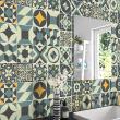 wall decal cement tiles - 24 wall stickers cement tiles azulejos bicchisano - ambiance-sticker.com