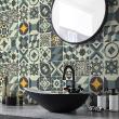 wall decal cement tiles - 24 wall stickers cement tiles azulejos bicchisano - ambiance-sticker.com