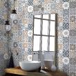 wall decal cement tiles - 24 wall stickers cement tiles azulejos bruniona - ambiance-sticker.com