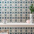 wall decal tiles - 24 wall stickers cement tiles azulejos Carmita - ambiance-sticker.com
