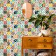 wall decal cement tiles - 24 wall stickers cement tiles azulejos fripinio - ambiance-sticker.com