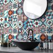 wall decal cement tiles - 24 wall stickers cement tiles azulejos leccina - ambiance-sticker.com
