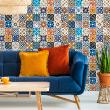 wall decal cement tiles - 24 wall stickers cement tiles azulejos trencia - ambiance-sticker.com