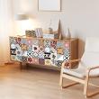 Wall decal tiled furniture 24 wall decal furniture cement tile authentic rafinea - ambiance-sticker.com