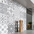 wall decal cement tiles - 24 wall stickers cement tiles shade of gray Gythio - ambiance-sticker.com