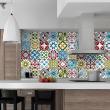 wall decal cement tiles - 24 wall decal tiles Cuzco - ambiance-sticker.com