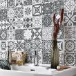 wall decal tiles - 30 wall decal cement tiles shades of gray Varsovie - ambiance-sticker.com