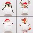 Wall decals Plugs & Swtich Buttons - 4 wall stickers for light switch christmas animals and santa - ambiance-sticker.com