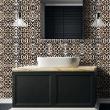wall decal cement tiles materials  - 60 wall decal cement tiles black marble effect gold line - ambiance-sticker.com