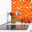 wall decal tiles - 9 wall stickers cement tiles mosaics nuance orange - ambiance-sticker.com