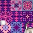 wall decal tiles - 9 wall stickers tiles azulejos Violet Byzantine - ambiance-sticker.com