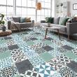Wall decal cement floor tiles - Wall decal cement tile floor scampia non-slip - ambiance-sticker.com