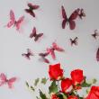 Wall decals  - Red 3D Butterflies - 18 Butterflies 3D stickers true to life - ambiance-sticker.com