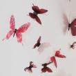 Wall decals  - Red 3D Butterflies - 18 Butterflies 3D stickers true to life - ambiance-sticker.com