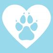 Electrostatic Paw in heart  stickers - ambiance-sticker.com