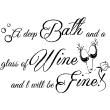 Bathroom wall decals - Wall decal A deep bath and a glass of wine - ambiance-sticker.com